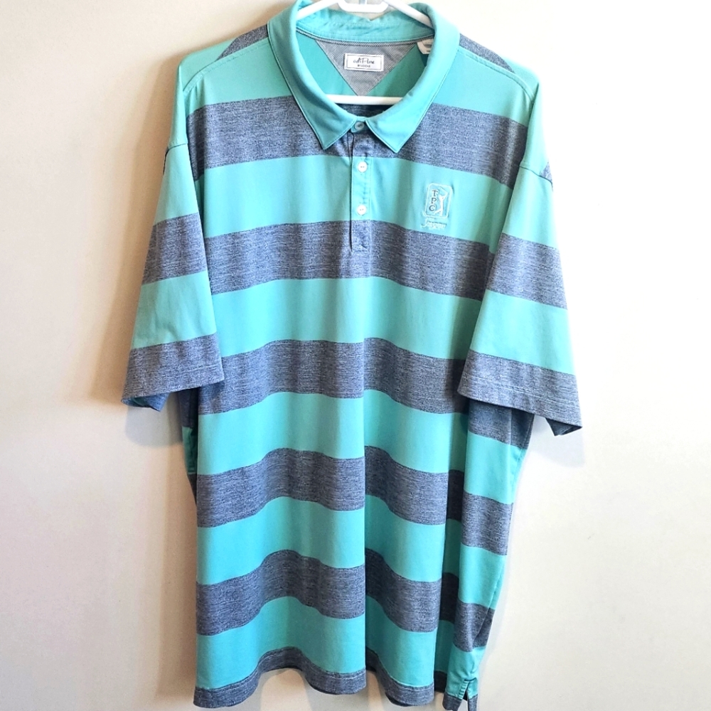 Adidas adiPure Striped Performance Polo Shirt - TPC Sawgrass - Mint Green - XXL